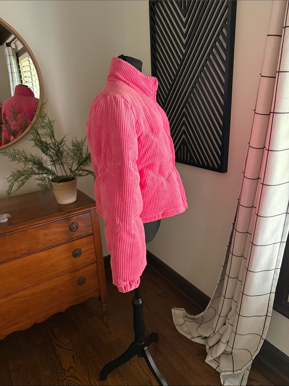 New In pink corduroy puffer coat medium - Picture 3 of 14